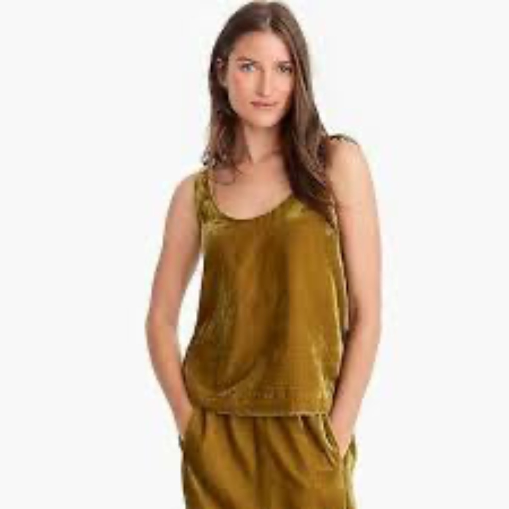 Jcrew Jewel-tone Gold Velvet Tank L